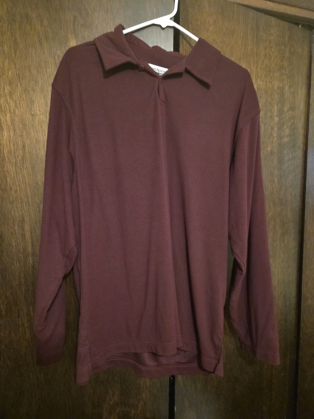 Men's Long-Sleeve Polo in Deep Burgundy